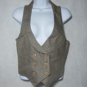 Antik Batik Woven Beige Vest Size S Small